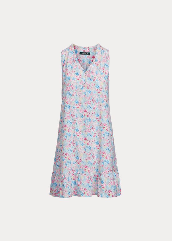 Ralph Lauren Floral Bavlněné Sleep Gown Fialové Viacfarebný | mhcZ6py3