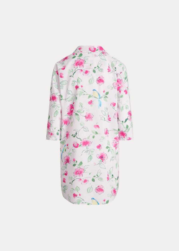 Ralph Lauren Floral Bavlněné Sleep Shirt Bílé Růžové Viacfarebný | NzsmKQ0F