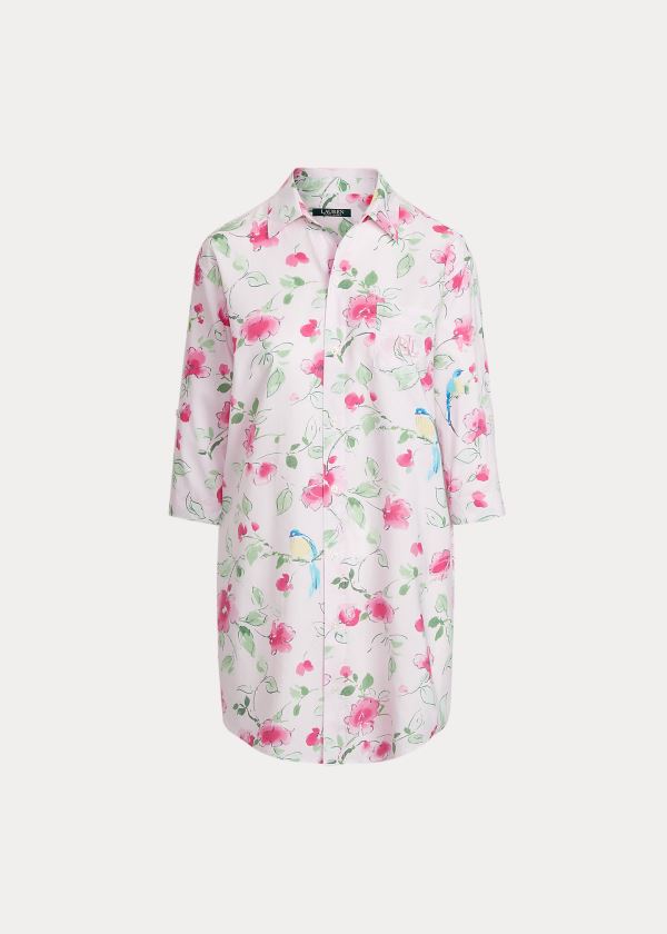 Ralph Lauren Floral Bavlněné Sleep Shirt Bílé Růžové Viacfarebný | NzsmKQ0F