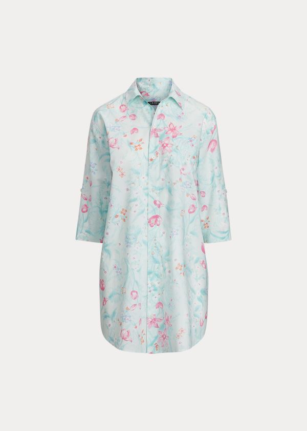 Ralph Lauren Floral Bavlněné Sleep Shirt Mátově Zelená | mCD4YUI8