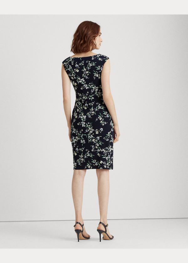 Ralph Lauren Floral Boatneck Šaty Tmavě Blankyt Blankyt Viacfarebný | g8jm8w3A