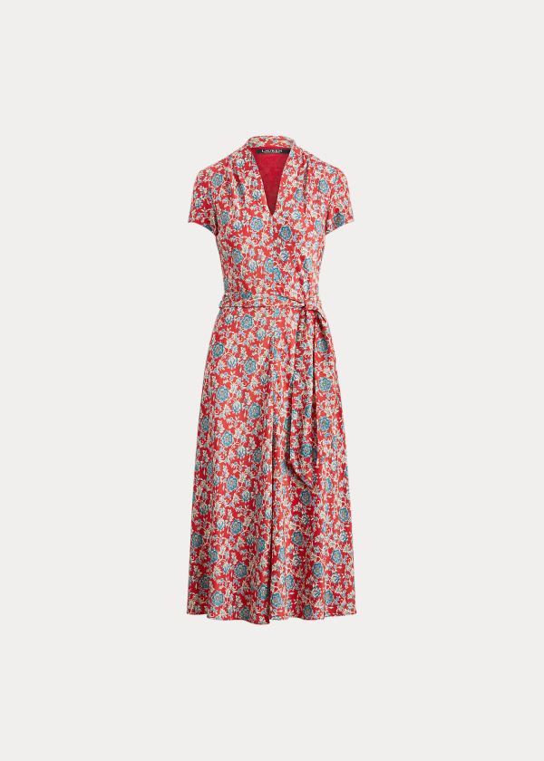 Ralph Lauren Floral Crepe Midi Šaty Červené Viacfarebný | O0WuFUfn