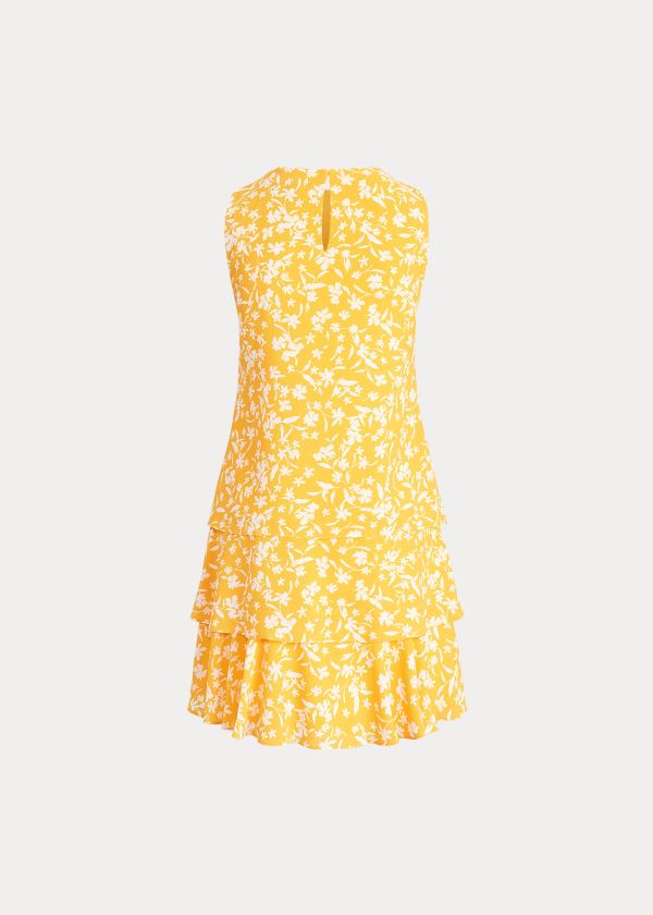 Ralph Lauren Floral Crepe Shift Šaty Citrón Krém | nM8CP2ax