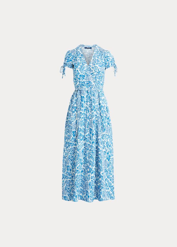 Ralph Lauren Floral Crepe Wrap Šaty Bílé Blankyt | b6wOsZTY