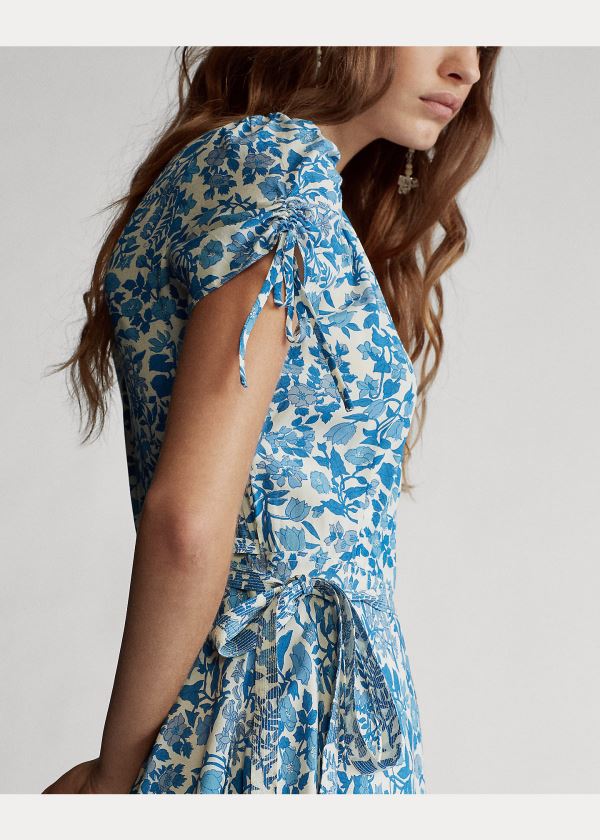 Ralph Lauren Floral Crepe Wrap Šaty Bílé Blankyt | b6wOsZTY