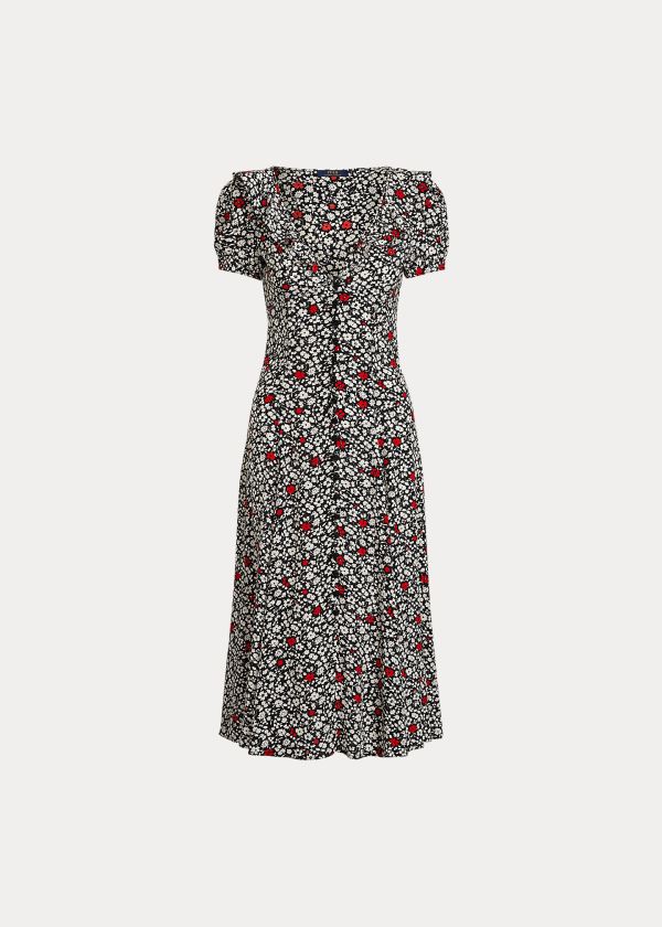 Ralph Lauren Floral Crepe Šaty Viacfarebný | OCgshyaR