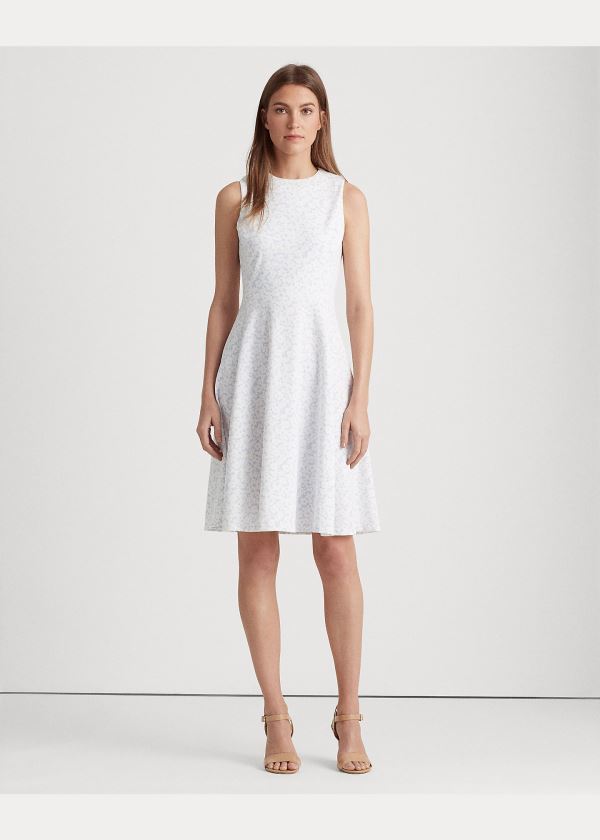 Ralph Lauren Floral Fit-and-Flare Šaty Blankyt Krém | E7lDayvU