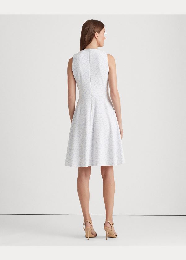 Ralph Lauren Floral Fit-and-Flare Šaty Blankyt Krém | E7lDayvU