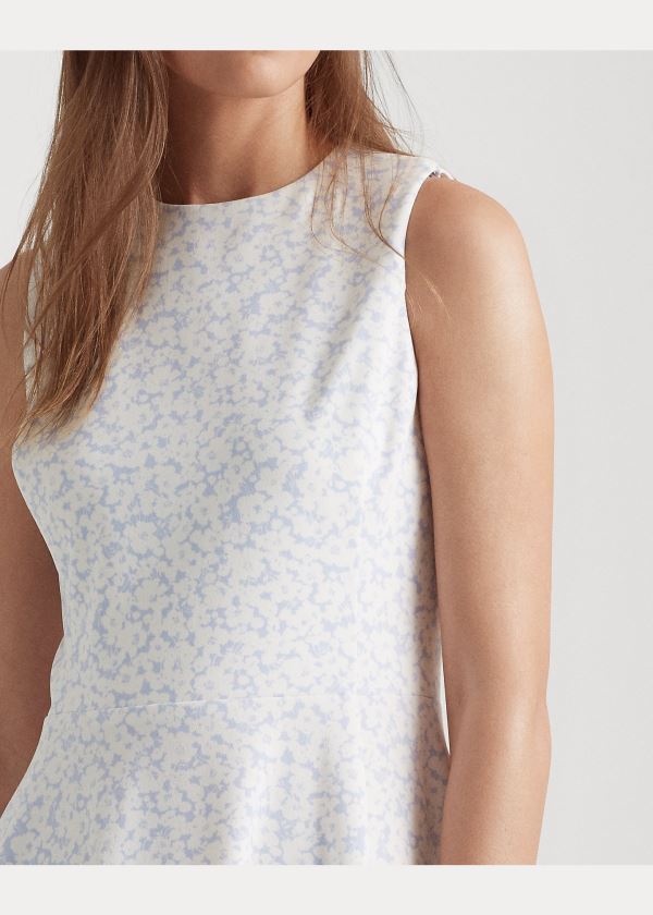 Ralph Lauren Floral Fit-and-Flare Šaty Blankyt Krém | E7lDayvU