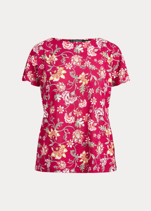 Ralph Lauren Floral Flutter-Sleeve Tee Světle Fuchsie Viacfarebný | hyjGOHjA