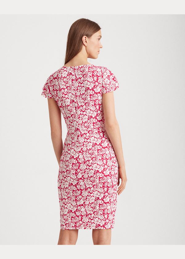 Ralph Lauren Floral Flutter-Sleeve Šaty Červené Krém | EzMQeN0x