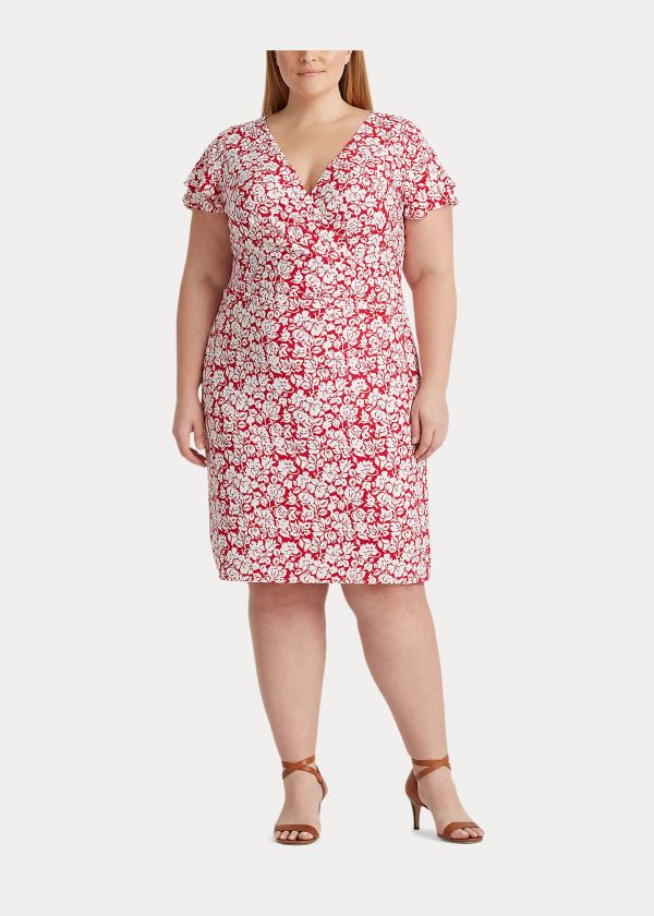 Ralph Lauren Floral Flutter-Sleeve Šaty Červené Krém | aojMt8RI