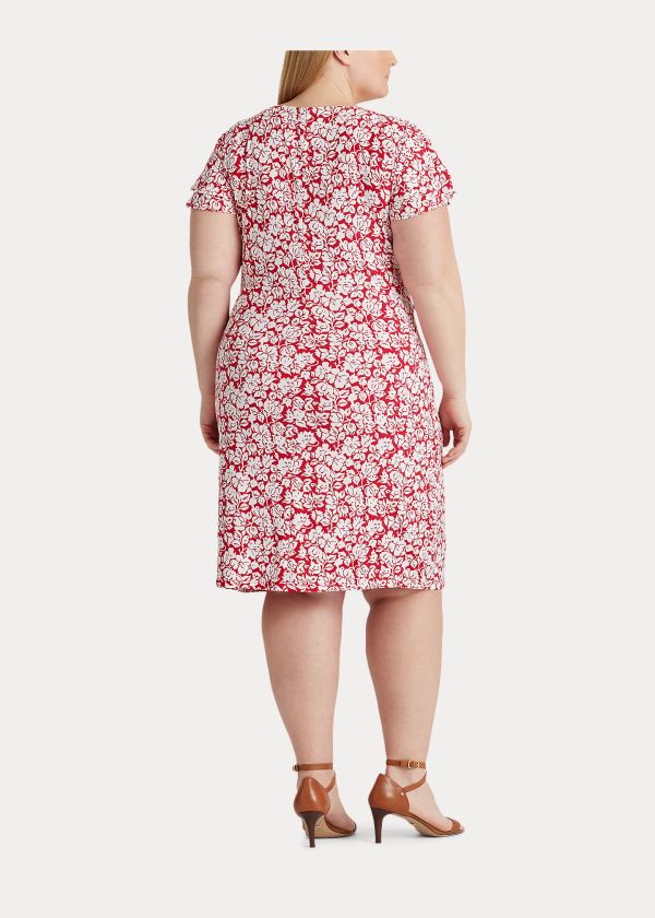 Ralph Lauren Floral Flutter-Sleeve Šaty Červené Krém | aojMt8RI