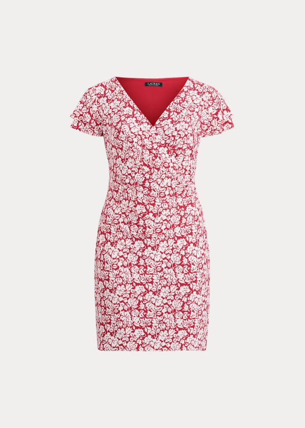 Ralph Lauren Floral Flutter-Sleeve Šaty Červené Krém | aojMt8RI