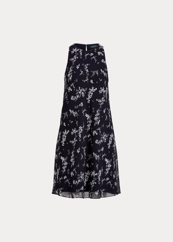 Ralph Lauren Floral Georgette Shift Šaty Světle Tmavě Blankyt Blankyt Viacfarebný | h8cCtnSh