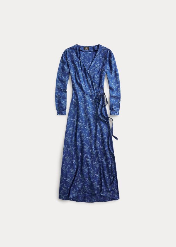 Ralph Lauren Floral Indigo Wrap Šaty Indigo Viacfarebný | iaZbpxXF