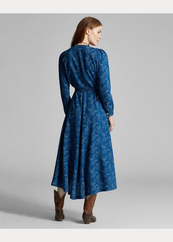 Ralph Lauren Floral Indigo Wrap Šaty Indigo Viacfarebný | iaZbpxXF