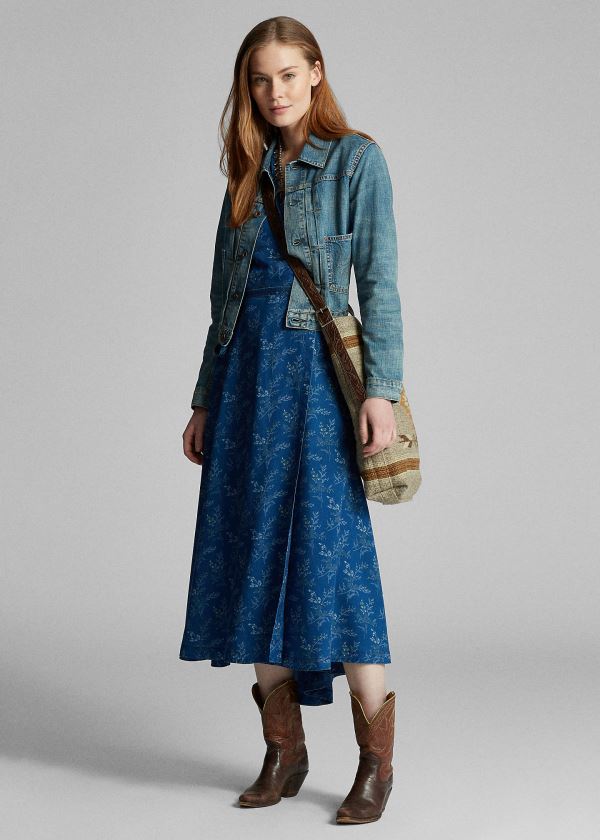 Ralph Lauren Floral Indigo Wrap Šaty Indigo Viacfarebný | iaZbpxXF