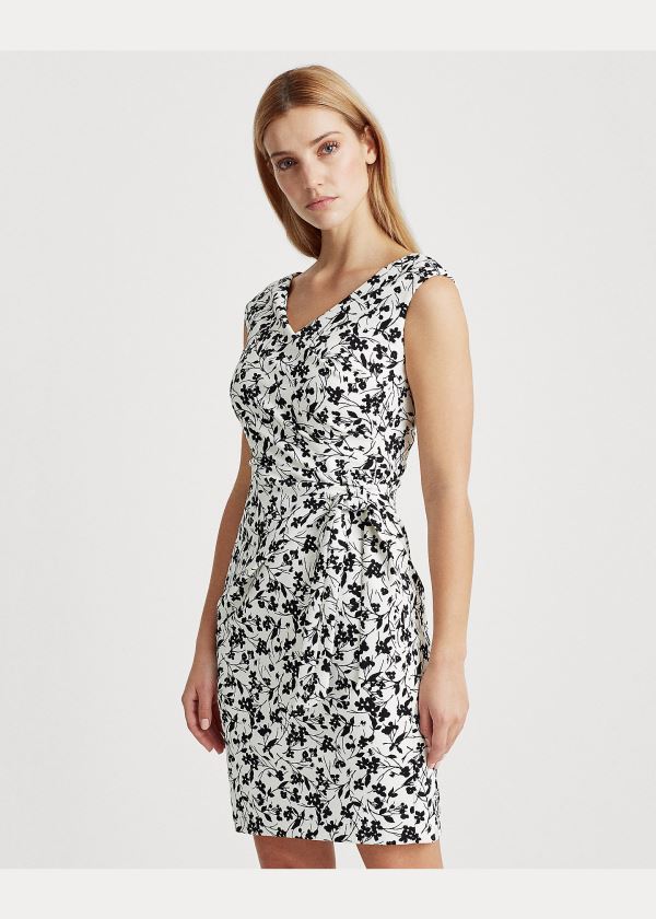 Ralph Lauren Floral Jersey Cap-Sleeve Šaty Krém Černé | 6bzrV8LH
