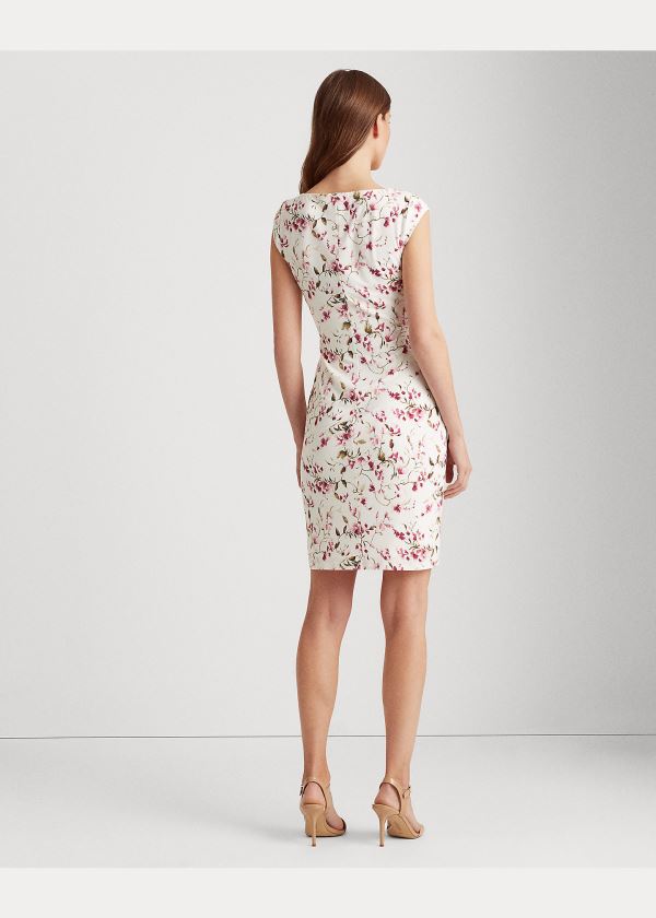 Ralph Lauren Floral Jersey Surplice Šaty Krém Růžové Viacfarebný | Bo8gpR2G
