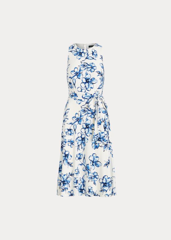 Ralph Lauren Floral Jersey Šaty Krém Blankyt Viacfarebný | 1hxGHcFc