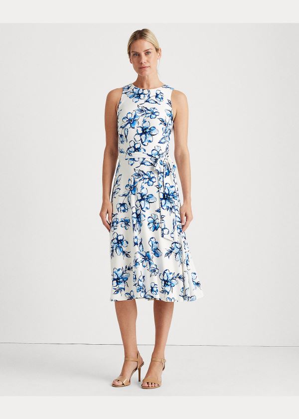 Ralph Lauren Floral Jersey Šaty Krém Blankyt Viacfarebný | 1hxGHcFc