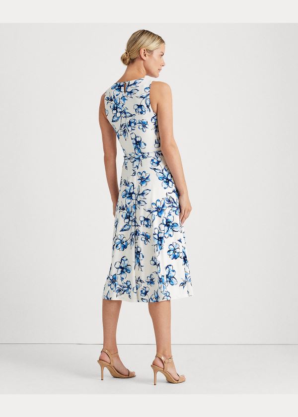 Ralph Lauren Floral Jersey Šaty Krém Blankyt Viacfarebný | 1hxGHcFc