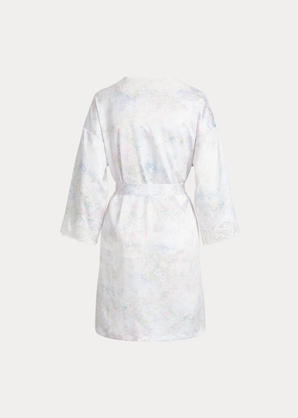 Ralph Lauren Floral Krajkové-Trimmed Robe Bílé Viacfarebný | QwKsiho4