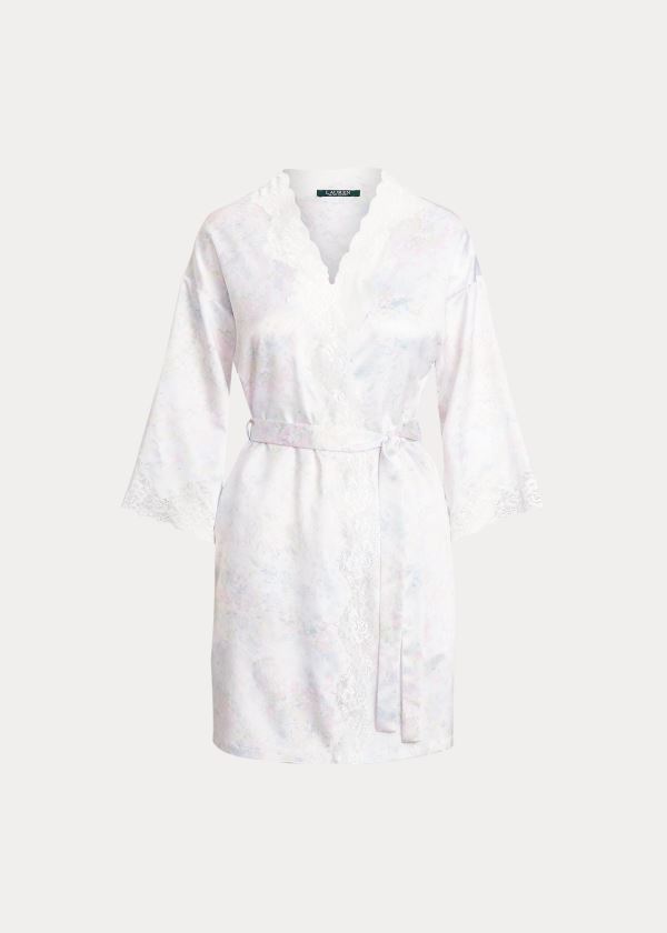 Ralph Lauren Floral Krajkové-Trimmed Robe Bílé Viacfarebný | QwKsiho4