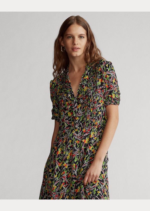 Ralph Lauren Floral Krátké-Sleeve Šaty Viacfarebný | TpKbUJ1X