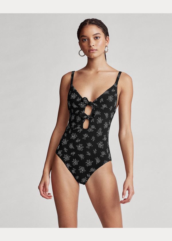 Ralph Lauren Floral One-Piece Swimsuit Černé | JWDyRKQy