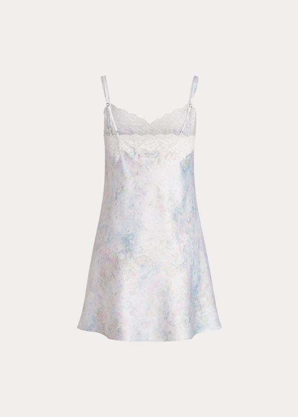 Ralph Lauren Floral-Print Satin Chemise Bílé Viacfarebný | OiEZ9UKl
