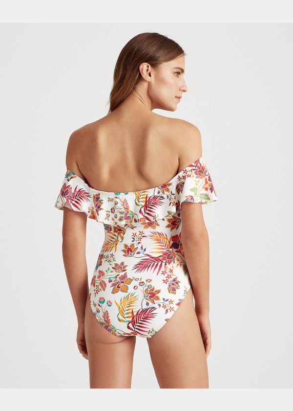 Ralph Lauren Floral Ruffle-Trim One-Piece Viacfarebný | Hj3YpYjv