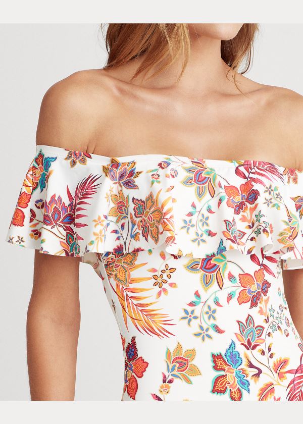 Ralph Lauren Floral Ruffle-Trim One-Piece Viacfarebný | Hj3YpYjv