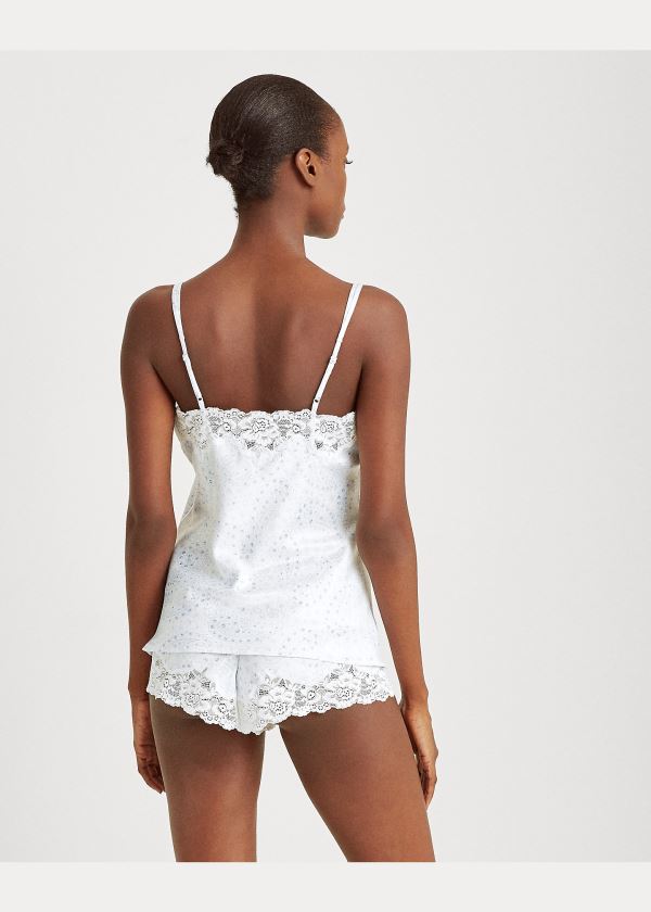 Ralph Lauren Floral Satin Pajama Krátké Set Bílé | oTzlMgZr