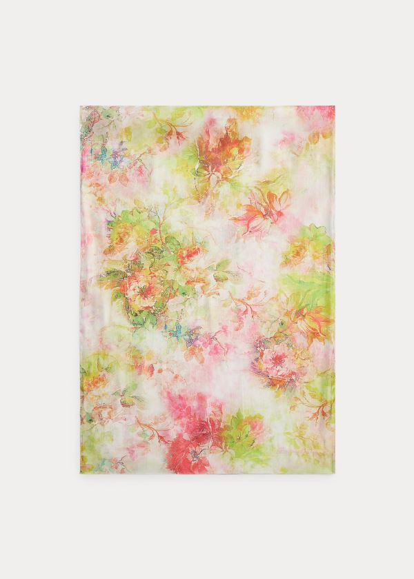 Ralph Lauren Floral Satin Scarf Růžové Zelene Viacfarebný | gUCm9alb