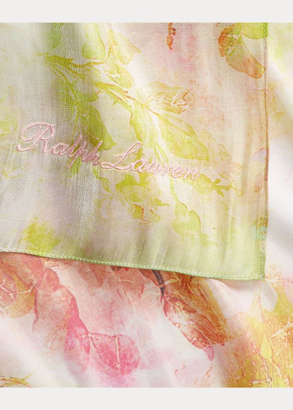 Ralph Lauren Floral Satin Scarf Růžové Zelene Viacfarebný | gUCm9alb