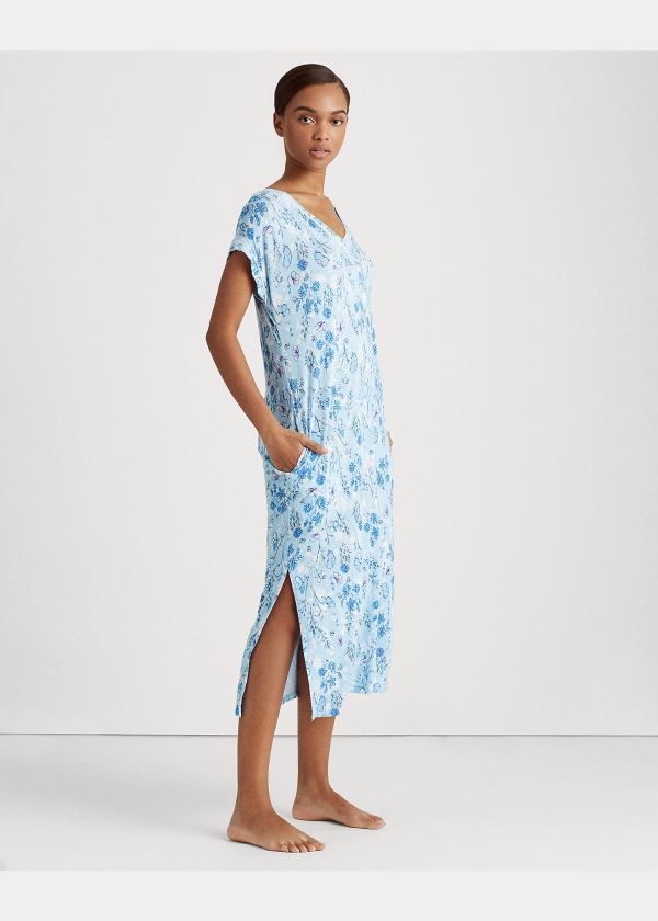 Ralph Lauren Floral Satin-Trim Nightgown Blankyt | g3M8Z7ME