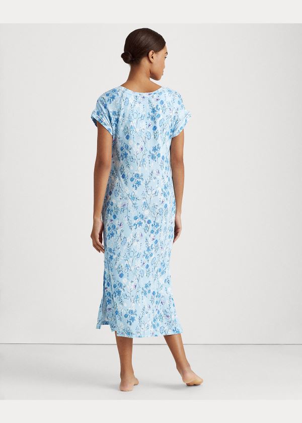 Ralph Lauren Floral Satin-Trim Nightgown Blankyt | g3M8Z7ME