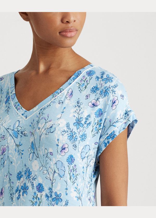 Ralph Lauren Floral Satin-Trim Nightgown Blankyt | g3M8Z7ME
