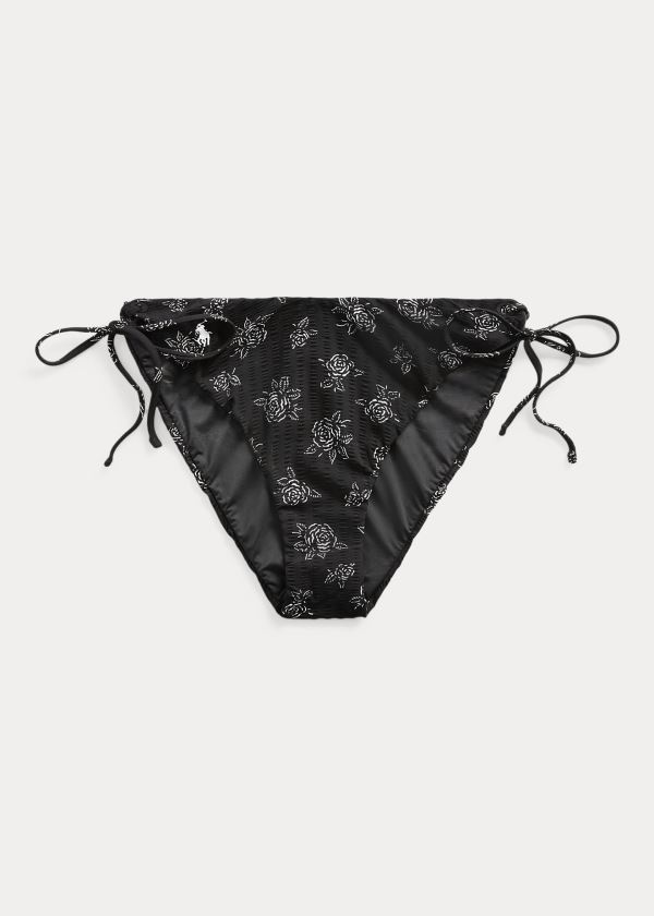 Ralph Lauren Floral Side-Tie Bikiny Bottom Černé | GQPLR1su
