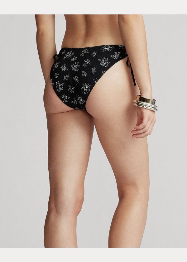 Ralph Lauren Floral Side-Tie Bikiny Bottom Černé | GQPLR1su