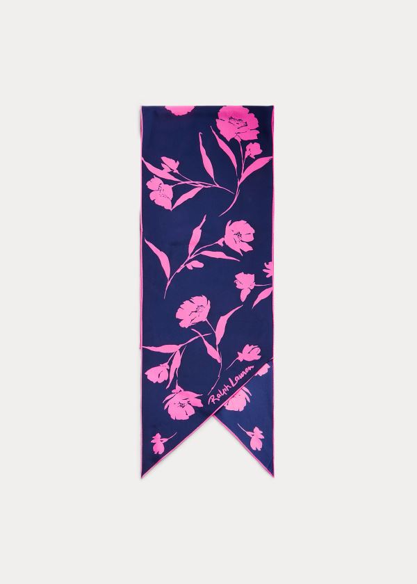 Ralph Lauren Floral Silk Hair Bow Tmavě Blankyt Růžové | KssOPs5p