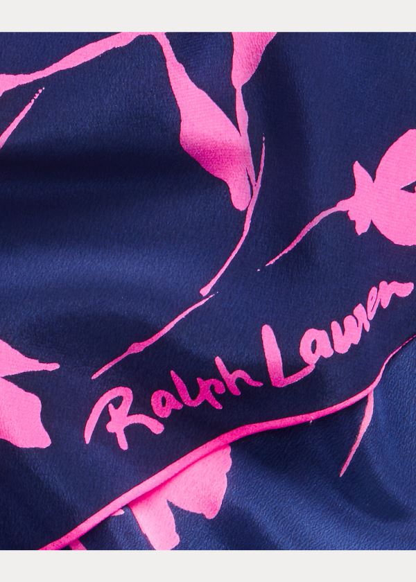 Ralph Lauren Floral Silk Hair Bow Tmavě Blankyt Růžové | KssOPs5p