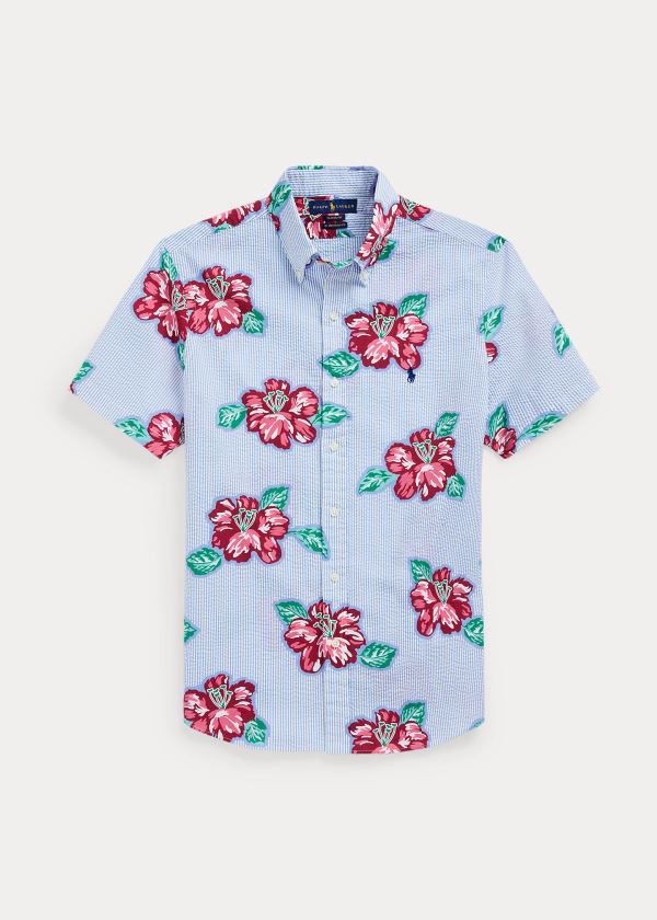 Ralph Lauren Floral Stripe Seersucker Shirt Červené Proužek | d8jKr9Xg