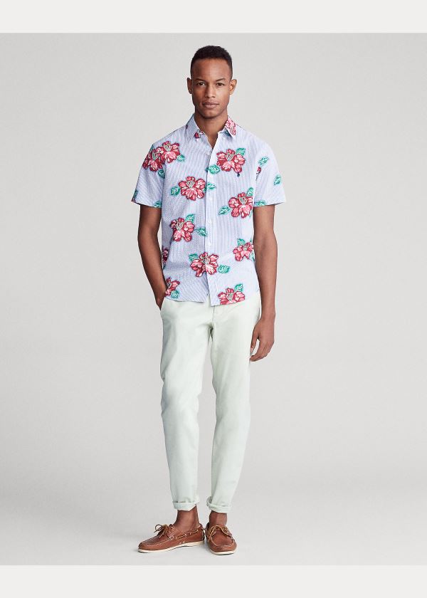 Ralph Lauren Floral Stripe Seersucker Shirt Červené Proužek | d8jKr9Xg
