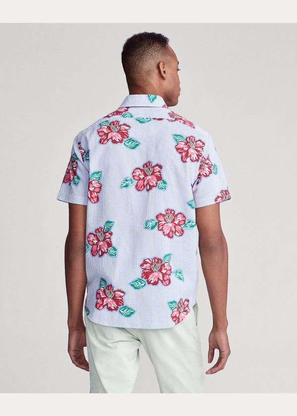 Ralph Lauren Floral Stripe Seersucker Shirt Červené Proužek | d8jKr9Xg