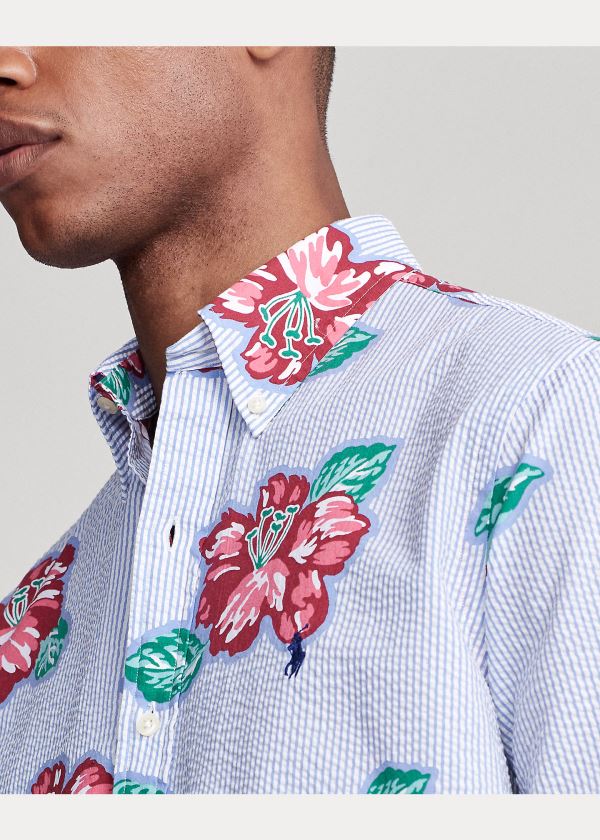 Ralph Lauren Floral Stripe Seersucker Shirt Červené Proužek | d8jKr9Xg