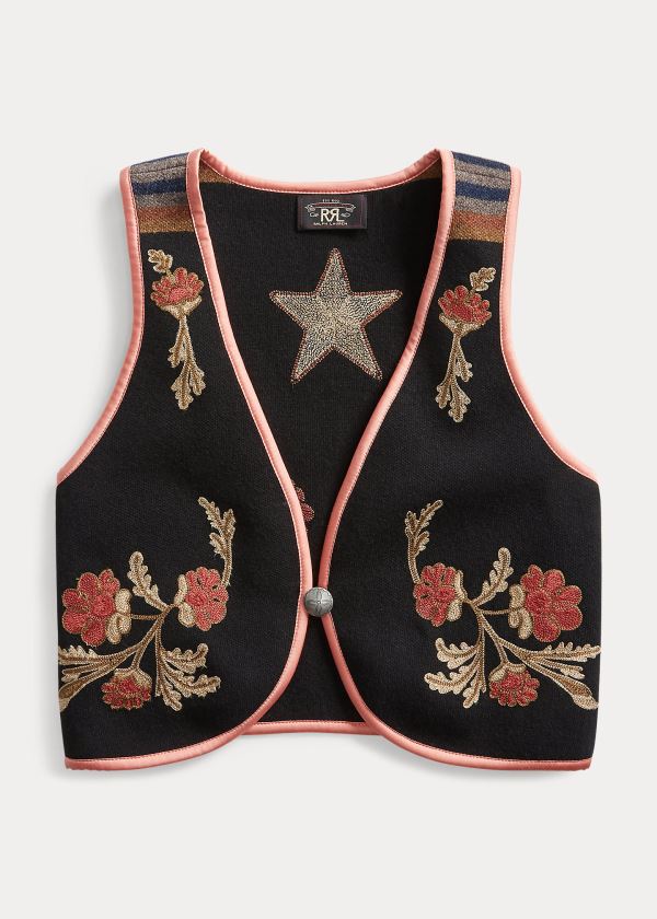 Ralph Lauren Floral Wool-Cashmere Vest Černé | fWujVNnJ