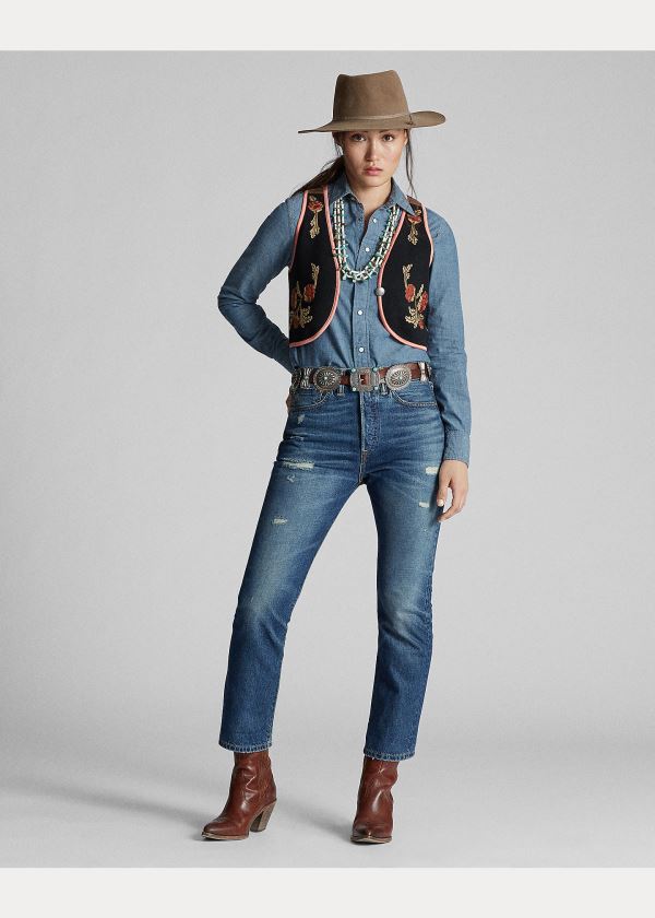 Ralph Lauren Floral Wool-Cashmere Vest Černé | fWujVNnJ